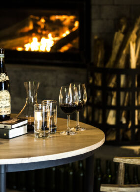 The wine room and library, Bisate Lodge, Wilderness Safari, Rwanda