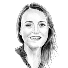 Black and white illustration of Maria O'Sullivan's headshot