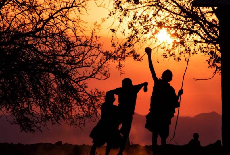 Maasai Kids Silhouette